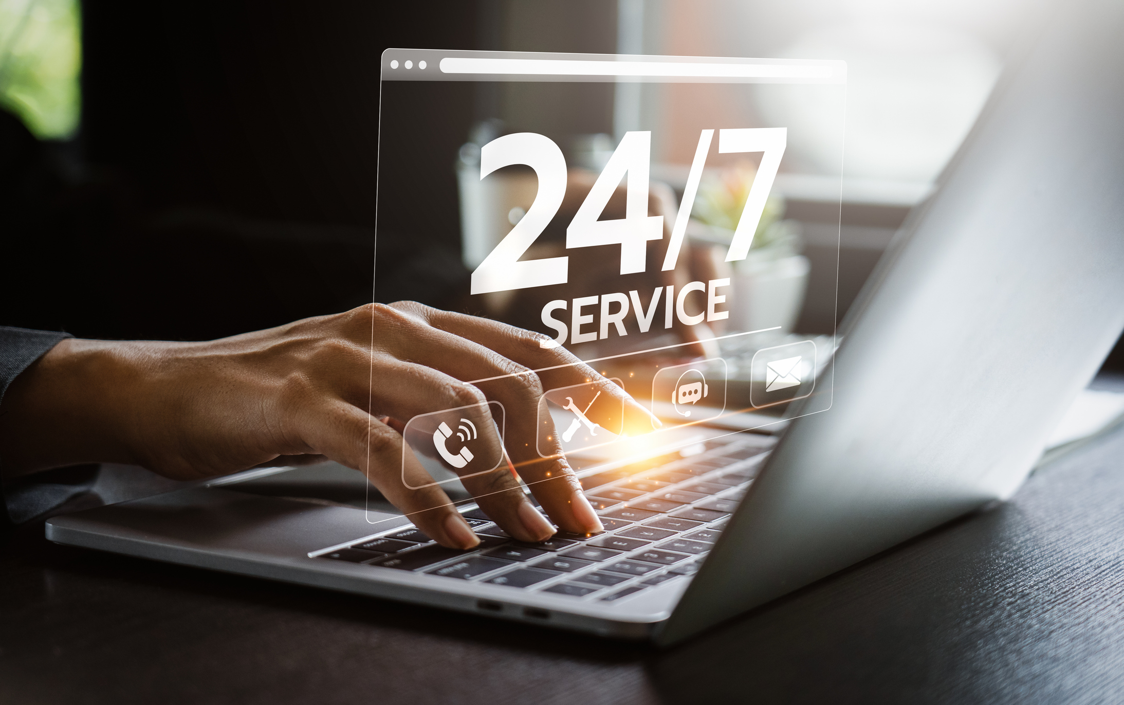 24-7 Service auf einem Laptop-Bildschirm